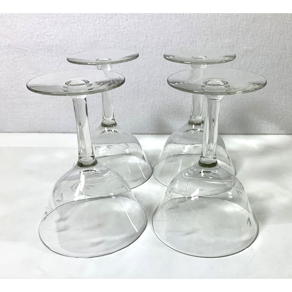 Vintage Glassware 4 Vine Leaf Design Champagne Pedestal Glasses Wedding Party #1 - Picture 7 of 8